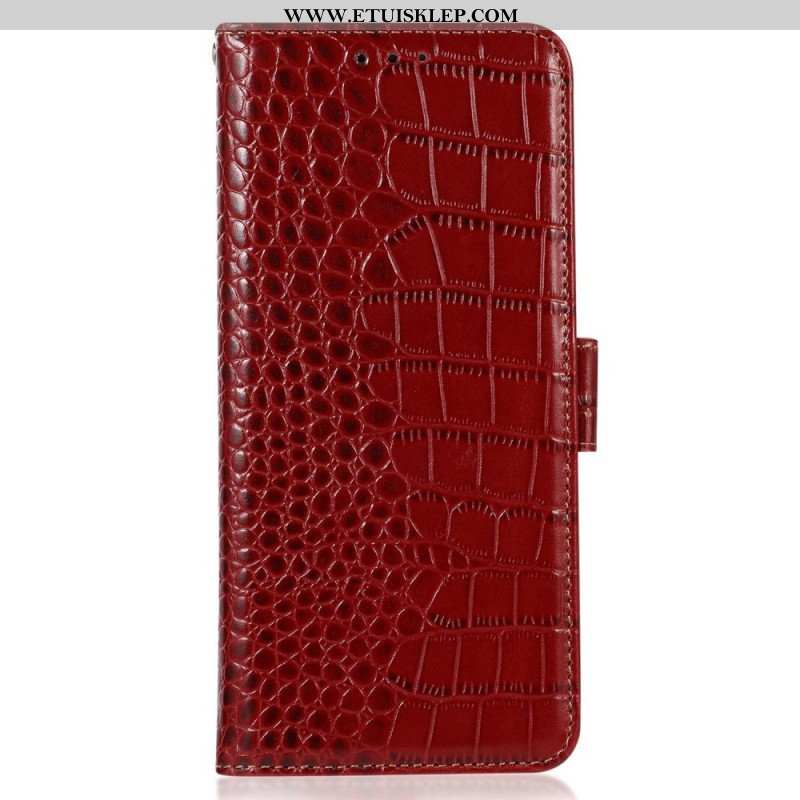 Etui Folio do Oppo Reno 8 Rfid W Stylu Krokodyla